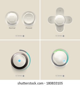 Vector realistic detailed knobs set