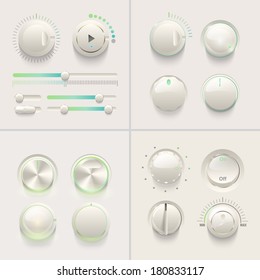 Vector realistic detailed knobs set