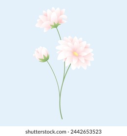 vector realistic detailed spring flower on blue.