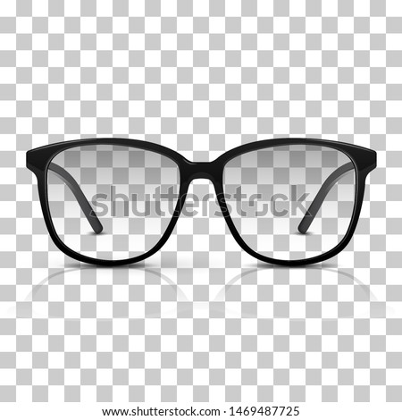Vector realistic dioptric glasses isolated on transpatrent background. Modern trendy eyeware.