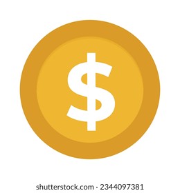 Moneda de dólar vectorial realista sobre fondo blanco.