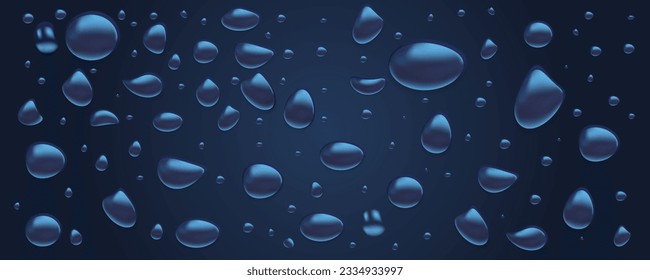 Vector realistic droplet 3d water drops isolated drips on background