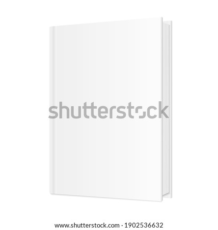 Vector realistic empty book Mockup. Standing closed book with white hardcover. 3d vector illustration. EPS10.