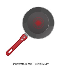 Vector realistic empty frying pan icon in top view