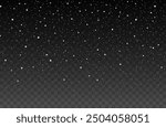 Vector realistic falling snow vector overlay effect in seamless pattern on dark background
