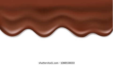 Vector realistic flowing chocolate border isolated on white background