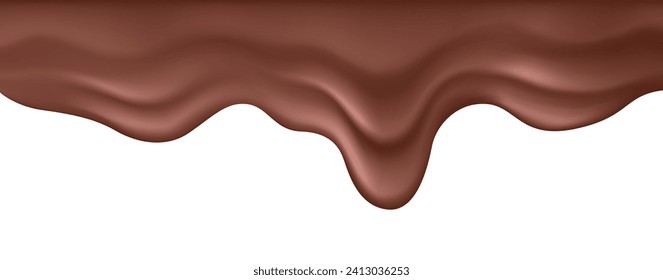 Vector realistic flowing chocolate isolated on white background
