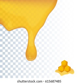 vector realistic flowing honey on a transparent background. a pyramid of honeycombs. illustration for design
