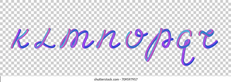Vector realistic fluid abstract letters for decoration and covering on the transparent background. Isolated gradient font typography.