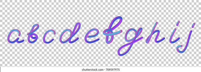 Vector realistic fluid abstract letters for decoration and covering on the transparent background. Isolated gradient font typography.