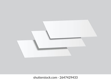 Vector realistic flying business card mockup template isolated. Empty design for presentation branding, corporate, gift card, play card, game card, 