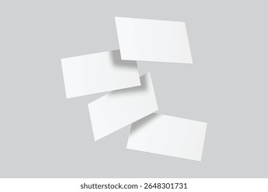 Vector realistic flying business card mockup template isolated. Empty design for presentation branding, corporate, play card, game, note, greeting, invitation and credit card