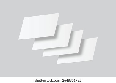 Vector realistic flying business card mockup template isolated. Empty design for presentation branding, corporate, play card, game, note, greeting, invitation and credit card