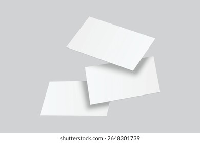 Vector realistic flying business card mockup template isolated. Empty design for presentation branding, corporate, play card, game, note, greeting, invitation and credit card