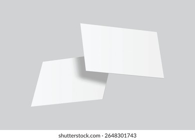 Vector realistic flying business card mockup template isolated. Empty design for presentation branding, corporate, play card, game, note, greeting, invitation and credit card