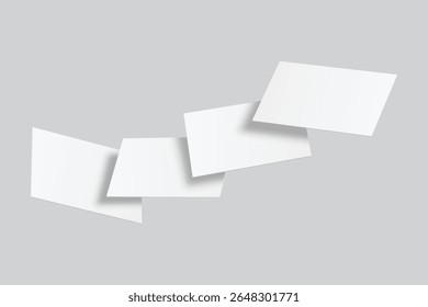 Vector realistic flying business card mockup template isolated. Empty design for presentation branding, corporate, play card, game, note, greeting, invitation and credit card