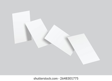 Vector realistic flying business card mockup template isolated. Empty design for presentation branding, corporate, play card, game, note, greeting, invitation and credit card