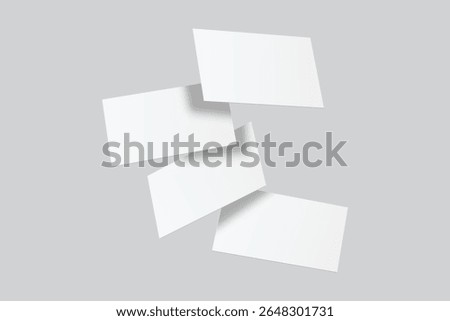 Vector realistic flying business card mockup template isolated. Empty design for presentation branding, corporate, play card, game, note, greeting, invitation and credit card