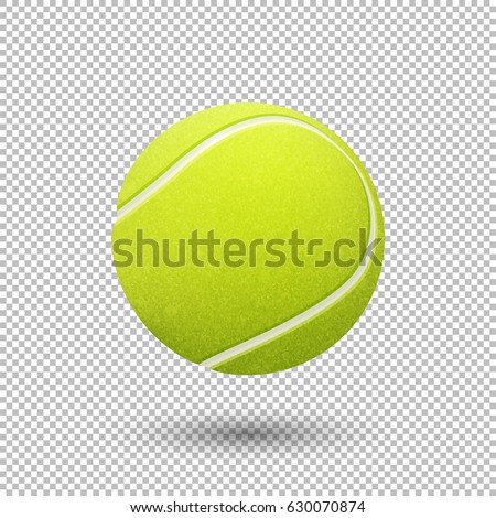 Vector realistic flying tennis ball closeup isolated on transparent background. Design template in EPS10.
