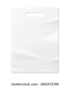 Bolsa de papel plegado y vectorial realista, maqueta blanca. Paquete vacío para comprar. Paquete de cartón para productos.
