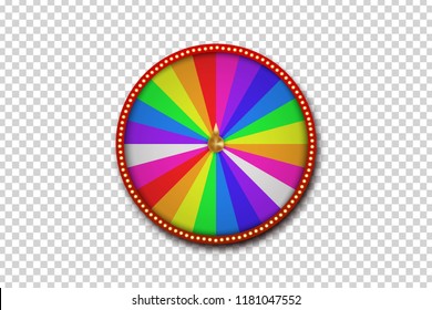 Vector realistic fortune roulette wheel for decoration and covering on the transparent background. Concept of casino, slots, lottery and winning.