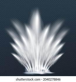 Vector realistic fountains, geysers isolated on transparent background.