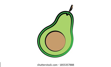 Vector realistic fresh fruit avocado isolated on white background. Whole and cut in half avocado with pit.