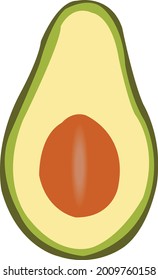 Vector realistic fresh fruit avocado isolated on white background. Whole and cut in half avocado with pit vector icon of avocado. avocado fruit in flat design. vector illustration