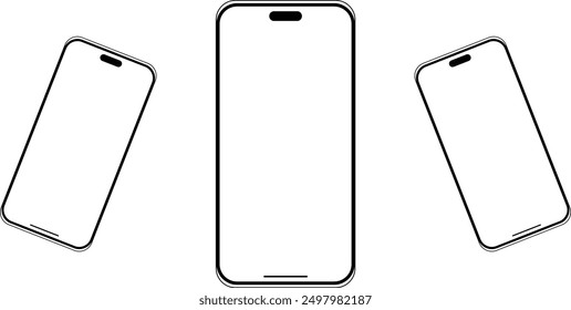 Vector realistic front view smartphone mockup. Mockup smart phone vector. Mobile I-phone frame with transparent display and Clipping Path vector. Smartphone with white screen in realistic style mockup