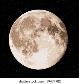 vector realistic full moon at stars sky