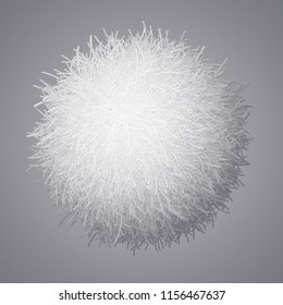 Vector realistic fur pompon isolated on gray background. Eps8. RGB. Global color