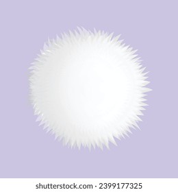 Vector realistic fur pompon isolated on blue background.