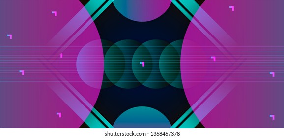 Vector realistic and futuristic space background with bright light planets and stars minimal geometric new. Cosmos banner with neon light 3d landing