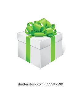 Vector Realistic Gift Box Green Ribbon Stock Vector (Royalty Free ...