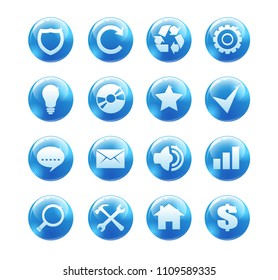 vector realistic glass icons blue internet