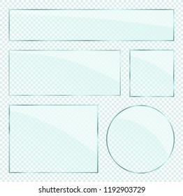 Vector Realistic glass plates layers set on transparent alpha background.