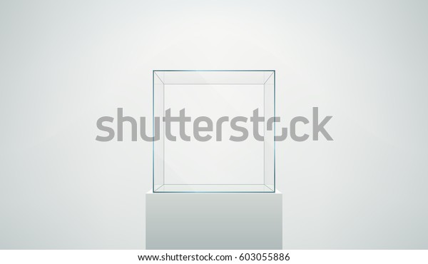 Vector Realistic Glass Square Showcase Empty Stock Vector Royalty Free 603055886 Shutterstock 4138