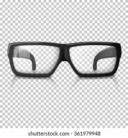 Vector realistic glasses illustration. Transparent glass for every background.