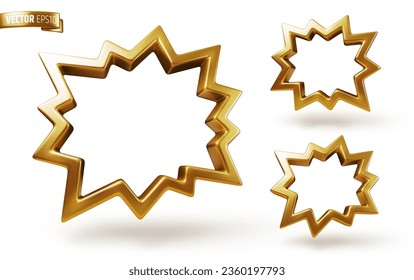 Vector realistic gold bursts on a white background.