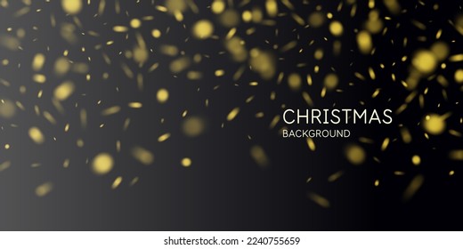 Vector realistic gold particles against a dark background.