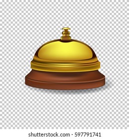 Vector realistic gold reception bell isolated on transparent background.