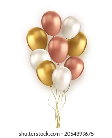 Vector realistic gold red black balloon on transparent background