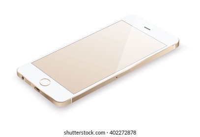 Vector realistic gold smartphone mockup. Vector illustration. use for printing web element game and application demo.