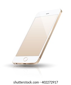 Vector realistic gold smartphone mockup. Vector illustration. use for printing web element game and application demo.