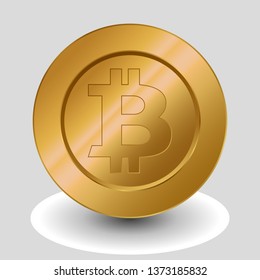 vector realistic golden bitcoin coin isolated on white crypto currency