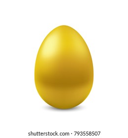 Vector realistic golden egg isolated. Easter egg on white background. Holiday decoration for easter holiday. 3D illustration