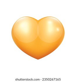 Vector realistic golden glossy heart isolated on white.