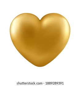 Vector realistic golden heart isolated on transparent background. Gold decorative design element for Valentine's Day, love card, wedding.