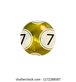 Vector Realistic Golden Lottery Ball, Metallic Object Isolated on White Background, Lucky 7 Number.