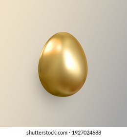 Vector realistic golden metallic egg. Gold 3d isolated design element. 